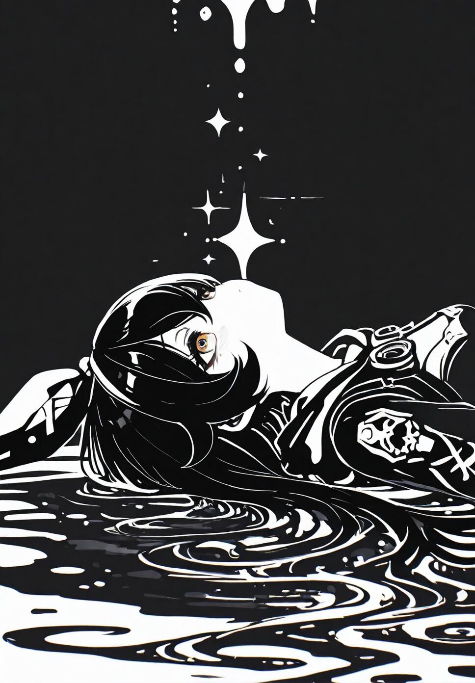 Amber from Genshin Impact lying on her back in a peaceful, resting pose.