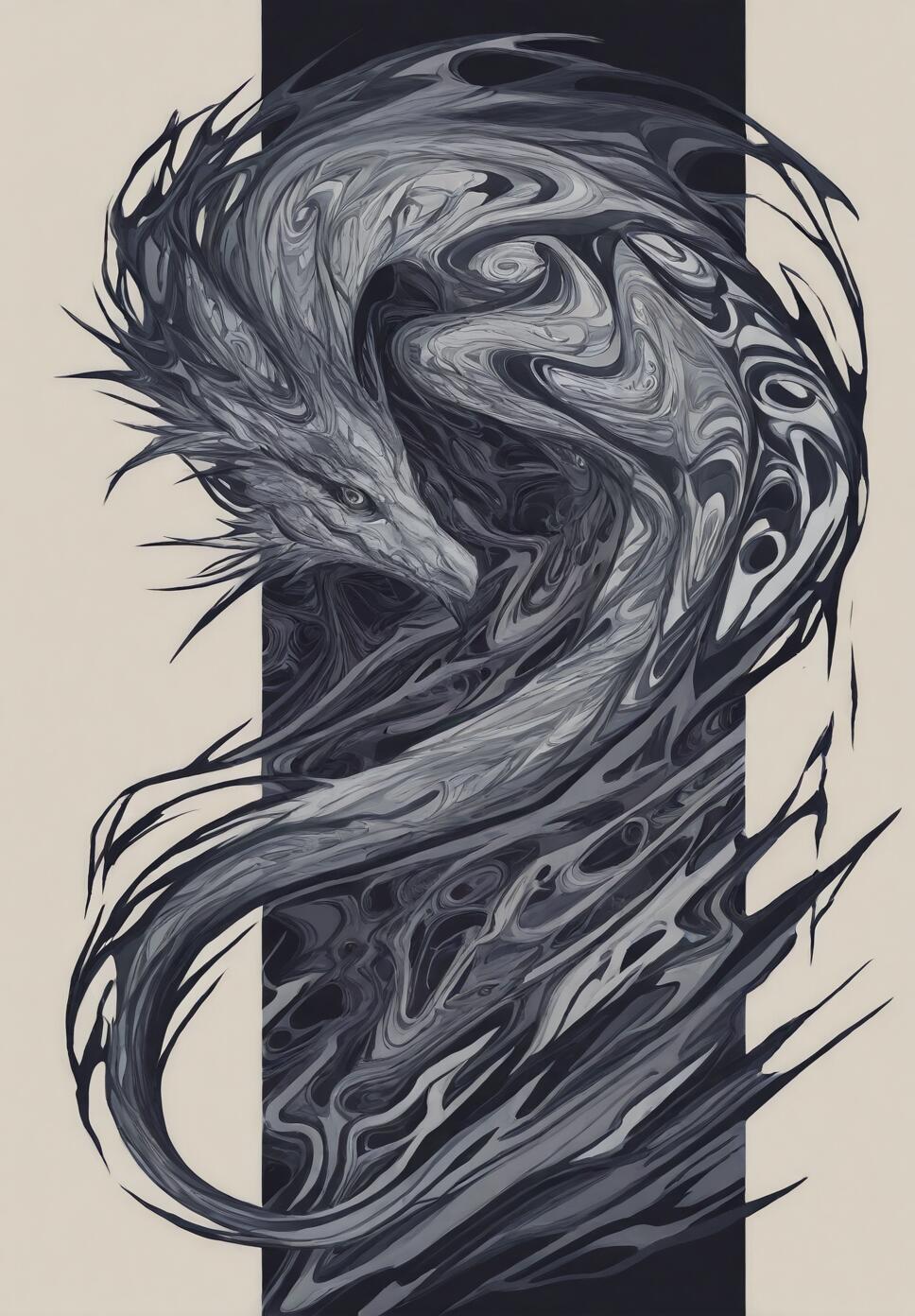 An abstract illustration of a western dragon featuring geometric shapes and clean lines in a minimalist style.