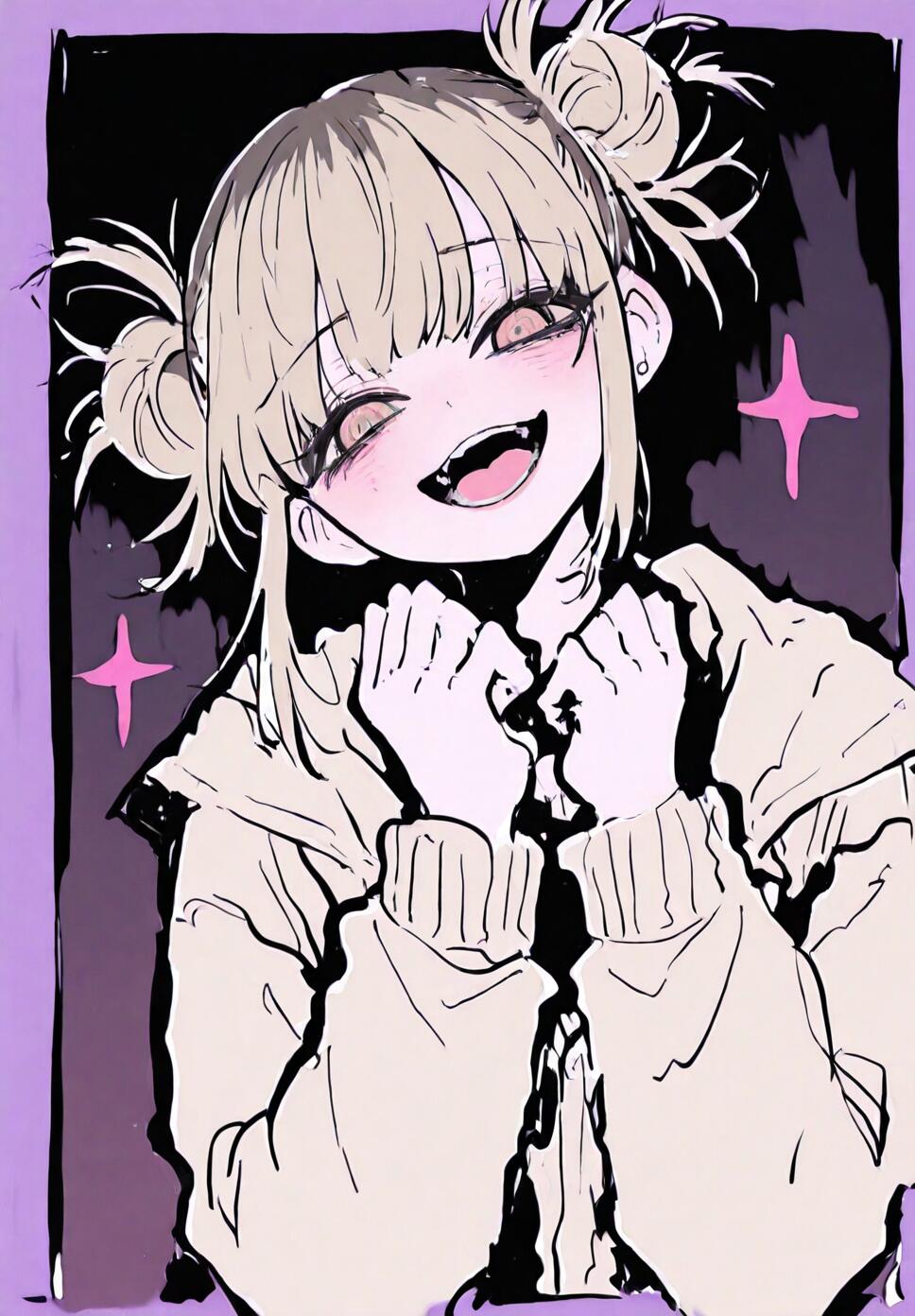 A flat vector illustration of Himiko Toga from My Hero Academia showing a yandere expression and blonde hair.