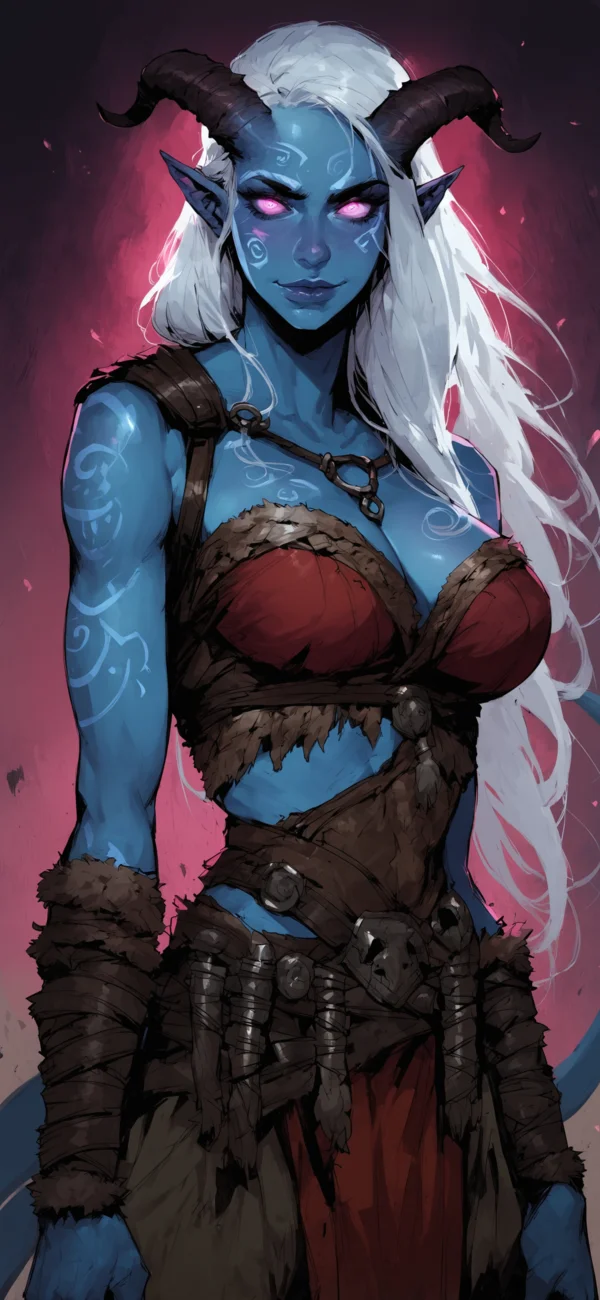 Azure Radiance: The Tiefling Barbarian