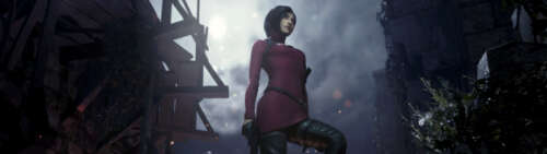 A high-detail depiction of Ada Wong from the video game Resident Evil 4 (2023). Dual UHD free wallpaper