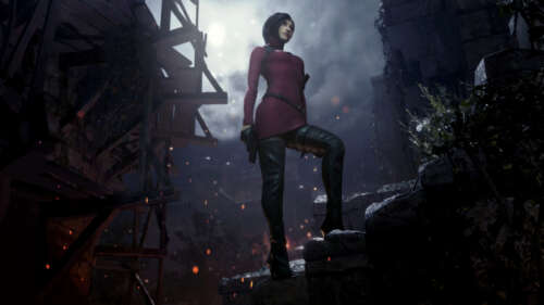 A high-detail depiction of Ada Wong from the video game Resident Evil 4 (2023). 4K (Ultra HD) wallpaper download