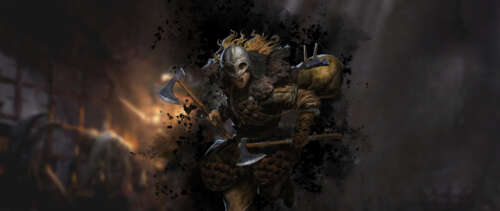 A gritty Barbarian warrior from the video game Dark and Darker, wearing heavy medieval... UWUHD free wallpaper