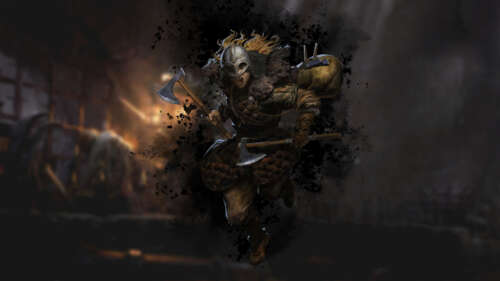 A gritty Barbarian warrior from the video game Dark and Darker, wearing heavy medieval... 8K wallpaper for laptop download