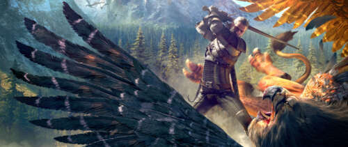 Geralt of Rivia, the protagonist from The Witcher 3: Wild Hunt, featuring his signature... UWUHD wallpaper for laptop download
