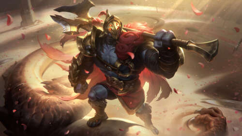 Jax, the Grandmaster at Arms from League of Legends, prepared for combat. 4K (Ultra HD) wallpaper for pc download