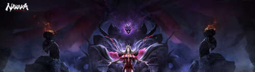 A mysterious witch character inspired by the Naraka: Bladepoint video game, featuring... Dual UHD wallpaper photo gallery download