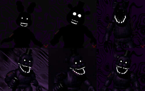 Shadow Freddy and Shadow Bonnie from the Five Nights at Freddy's video game series. 7680x4800 wallpaper download