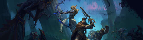 Alleria Windrunner, Anduin Wrynn, and Thrall from the video game World of Warcraft:... Dual UHD free desktop wallpaper