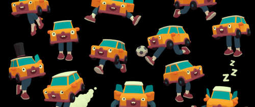 A colorful, stylized car driving through a chaotic obstacle course in a physics-based... UWUHD