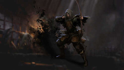 A dark fantasy warrior exploring a dimly lit, stone dungeon corridor inspired by... 4K (Ultra HD)