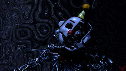 A close-up of the animatronic character Ennard from Five Nights at Freddy's: Sister... 8K hd background