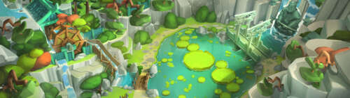 Slices of colorful watermelon, kiwi, and citrus flying through the air during a gameplay... Dual UHD