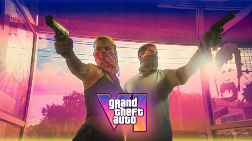 Protagonists Lucia and Jason from Grand Theft Auto VI captured in a vibrant, sun-drenched... 8K free background