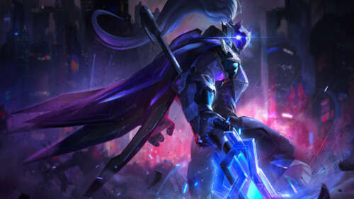 A detailed character portrait of Jax from League of Legends, featuring his battle-ready... 8K free background images