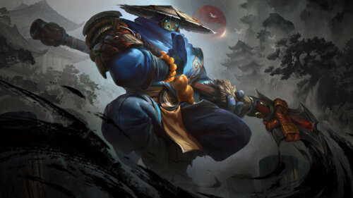 A samurai-inspired concept of Jax from League of Legends wearing ornate traditional... 8K wallpaper images