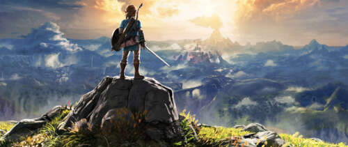 Link from The Legend of Zelda: Breath of the Wild surveying the vast landscapes of... UWUHD free background images
