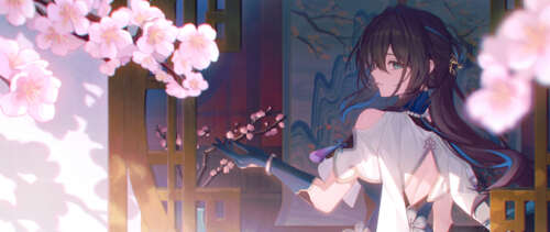 An elegant portrait of Ruan Mei from the video game Honkai: Star Rail. UWUHD wallpaper photo gallery download