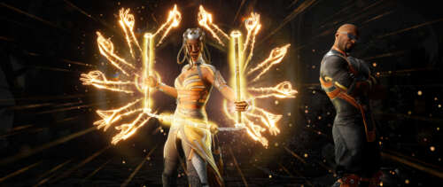 Tanya, the Edenian assassin from the Mortal Kombat 1 video game, in a combat stance. UWUHD background images hd