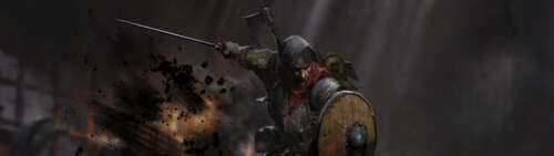 A battle-worn warrior standing in a dimly lit, damp stone dungeon, inspired by the... Dual UHD ps4 wallpaper
