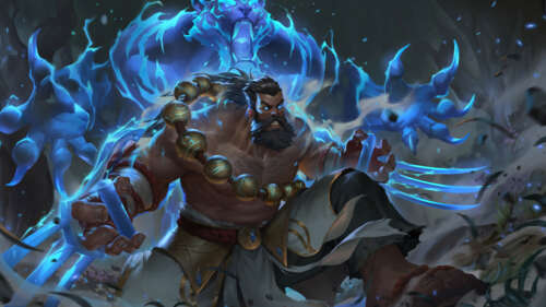 A cinematic portrait of Udyr from League of Legends showcasing his shamanic energy. 4K (Ultra HD) wallpaper