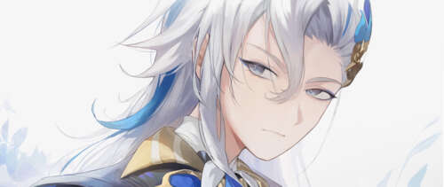 A high-quality depiction of Neuvillette from Genshin Impact, showcasing his sophisticated... UWUHD free background images