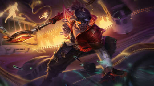 A close-up portrait of Ekko from League of Legends, featuring neon blue accents and... 4K (Ultra HD) free hd wallpapers