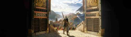 A skilled assassin from the game Assassin's Creed Jade poised for action in a traditional... Dual UHD free background