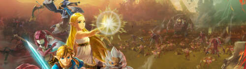 Characters Link, Princess Zelda, Mipha, Daruk, Revali, and Urbosa from The Legend... Dual UHD high definition wallpaper