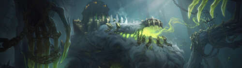 A highly detailed and imposing portrayal of Cho'gath from League of Legends, featuring... Dual UHD wallpaper download