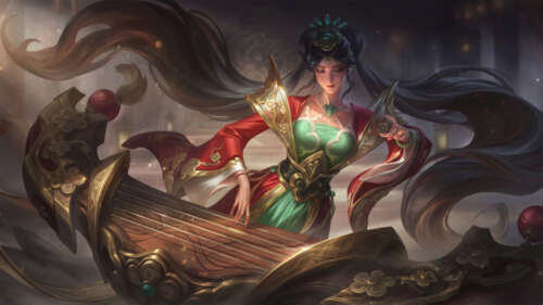 A beautiful portrait of Sona from League of Legends. 4K (Ultra HD) free desktop wallpaper