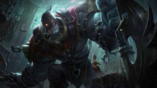 A menacing and massive Dr. Mundo, the mutated creature from League of Legends. 4K (Ultra HD) high definition wallpaper