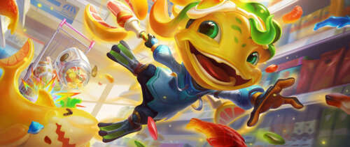 The aquatic merfolk champion Fizz from League of Legends and Wild Rift in a colorful... UWUHD