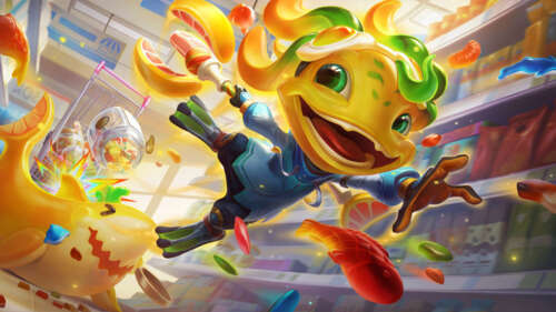 The aquatic merfolk champion Fizz from League of Legends and Wild Rift in a colorful... 4K (Ultra HD) pictures for wallpaper