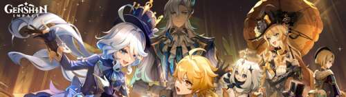 A group portrait of Furina, Lyney, Lynette, and Neuvillette from the video game Genshin... Dual UHD free hd wallpapers