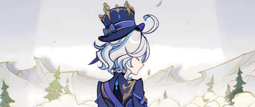 A beautiful depiction of Furina from Genshin Impact featuring her intricate blue... UWUHD wallpaper for laptop download