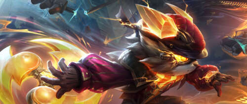An action-oriented illustration of Kennen from League of Legends featuring electric... UWUHD free background images