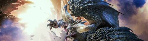The Elder Dragon Nergigante from the video game Monster Hunter: World. Dual UHD computer backgrounds