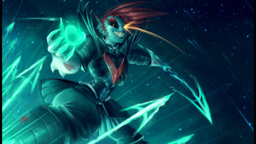 Undyne the Undying from Undertale wearing armor with red hair and a red heart symbol. 4K (Ultra HD) ps4 wallpaper