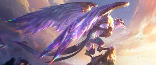 Anivia from League of Legends, a majestic frost phoenix with icy blue wings and glowing... UWUHD hd background
