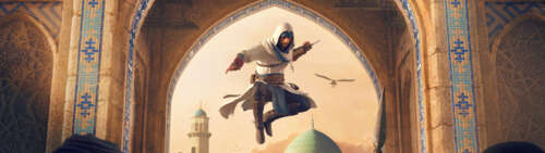 Basim Ibn Ishaq from Assassin's Creed Mirage wearing his signature hooded assassin... Dual UHD wallpaper photo gallery download