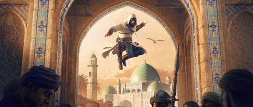 Basim Ibn Ishaq from Assassin's Creed Mirage wearing his signature hooded assassin... UWUHD free wallpaper for computer