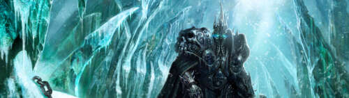 An imposing undead knight in frost-encrusted armor standing in a snowy, frozen landscape... Dual UHD free desktop wallpaper