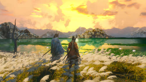 Isshin Ashina from Sekiro: Shadows Die Twice during a moment of joyful reunion. 8K free desktop wallpaper