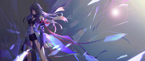 A cinematic portrait of Seele Vollerei from Honkai: Star Rail featuring her iconic... UWUHD free desktop wallpaper