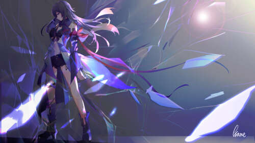A cinematic portrait of Seele Vollerei from Honkai: Star Rail featuring her iconic... 4K (Ultra HD) free hd wallpapers