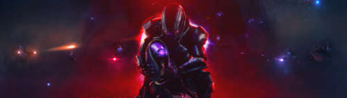 Tali'Zorah in her signature environmental suit alongside Commander Shepard from the... Dual UHD desktop wallpaper