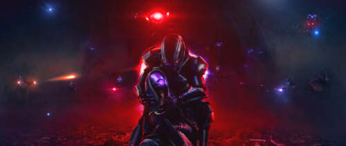 Tali'Zorah in her signature environmental suit alongside Commander Shepard from the... UWUHD