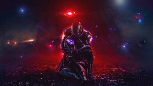 Tali'Zorah in her signature environmental suit alongside Commander Shepard from the... 4K (Ultra HD) background images hd