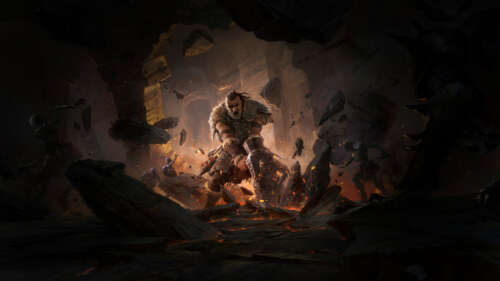 A battle-hardened Viking warrior in heavy dark armor and thick furs, designed in... 8K ps4 wallpaper